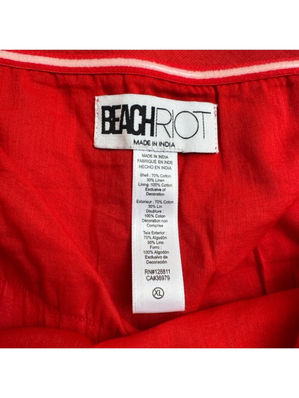 Beach Riot Celeste Strapless Top Red Size XL Linen Cotton Blend Resortwear Flowy - Picture 6 of 10